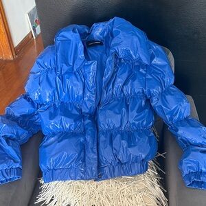 Fashion Nova Glossy Blue Jacket